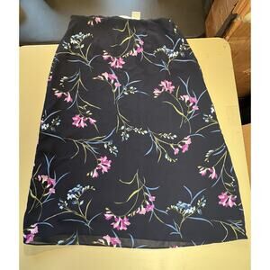 Jaclyn Smith Classic Skirt Women’s XL Blue With Purple And Blue Flowers Side Zip